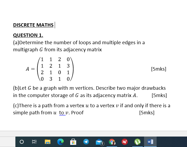 Solved DISCRETE MATHS QUESTION 1. (a)Determine the number of | Chegg.com