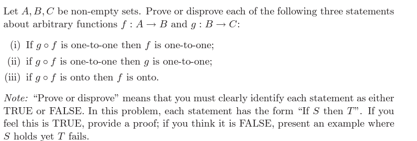 Solved Let A,B,C Be Non-empty Sets. Prove Or Disprove Each | Chegg.com