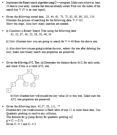 Solved Implement the Binary Search algoritm using C++ | Chegg.com