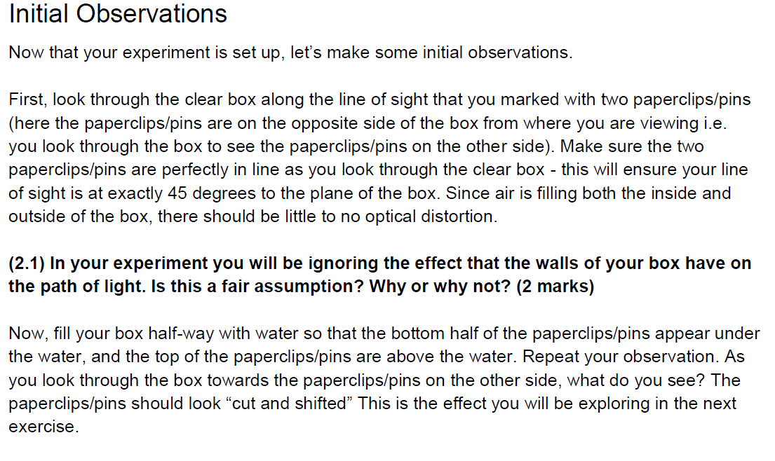 Solved Initial Observations Now that your experiment is set | Chegg.com