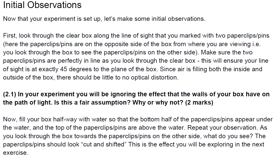 Solved Initial Observations Now That Your Experiment Is Set | Chegg.com