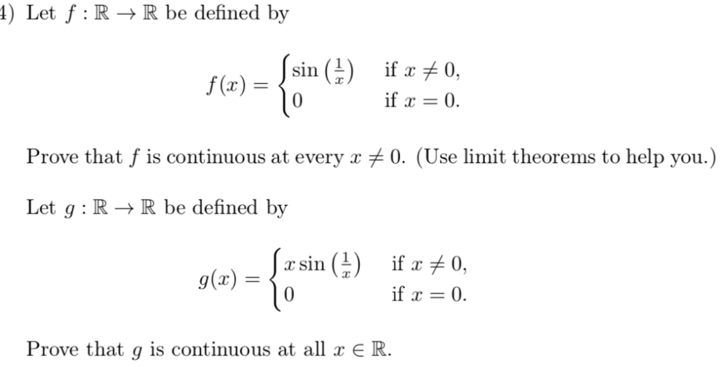 Solved 1 Let F R → R Be Defined By F X {sin 1 If 0