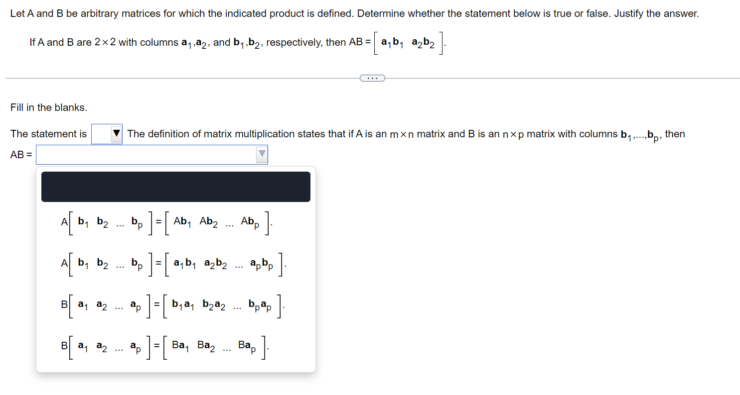 Solved Let A And B Be Arbitrary Matrices For Which The | Chegg.com