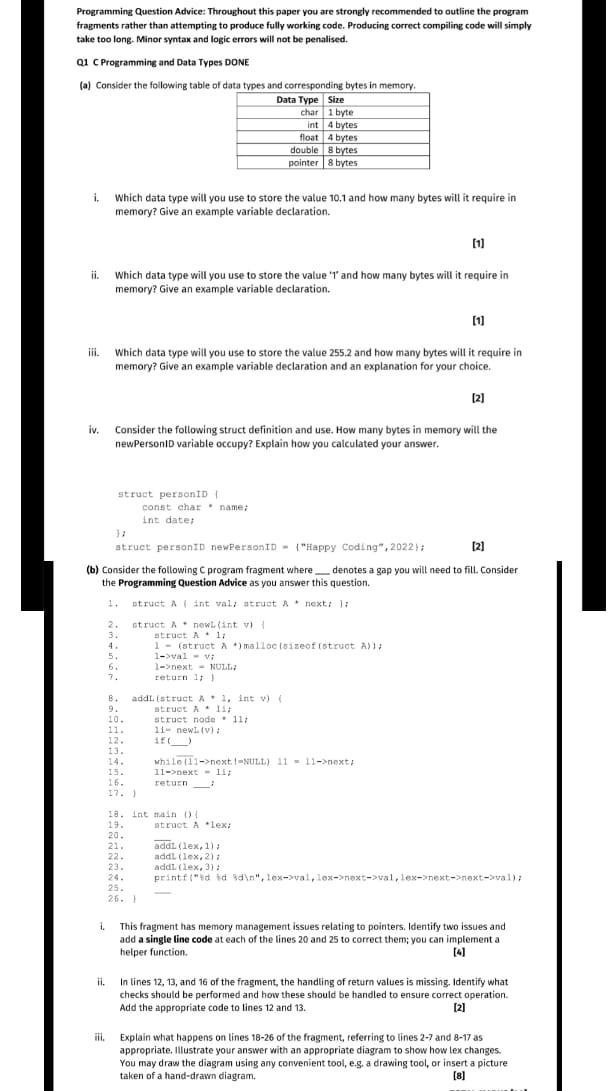 Solved Programming and Data Types DONE (a) Consider the | Chegg.com