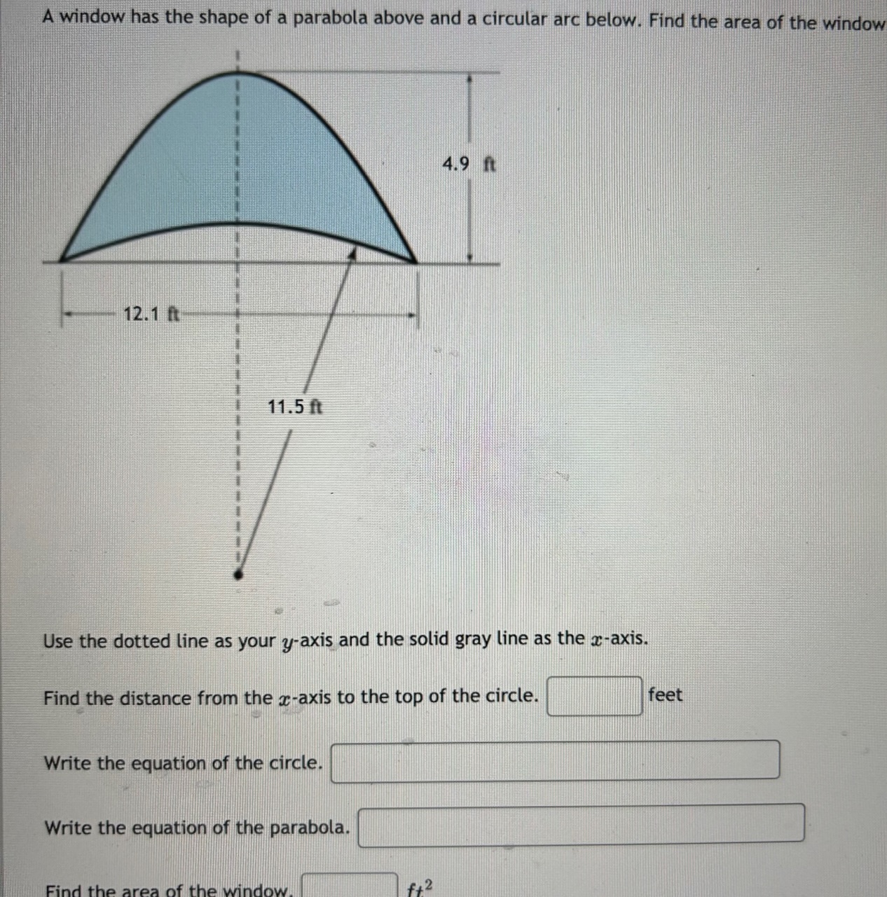 Solved A window has the shape of a parabola above and a | Chegg.com