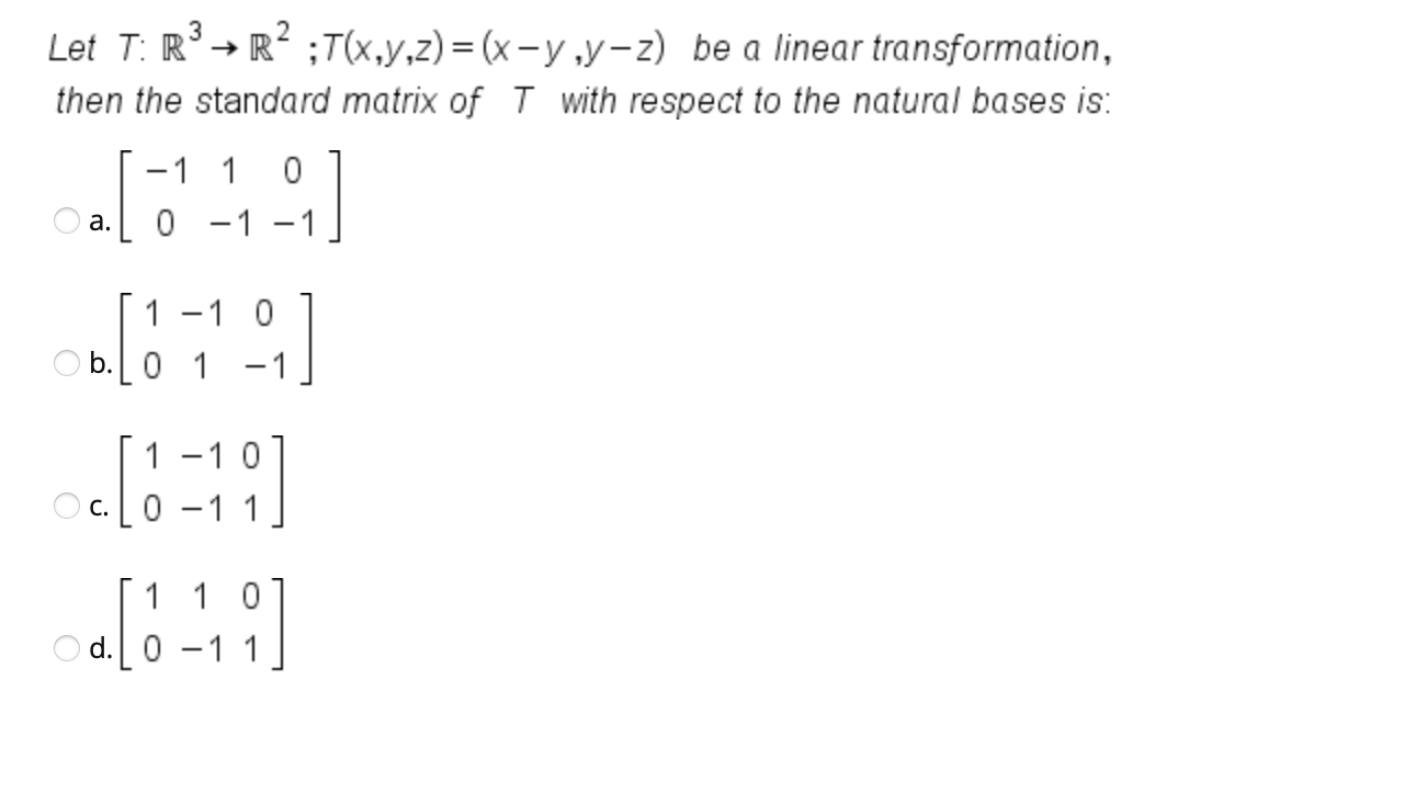 Solved Let Tr →r T X Y Z X Y Y Z Be A Linear