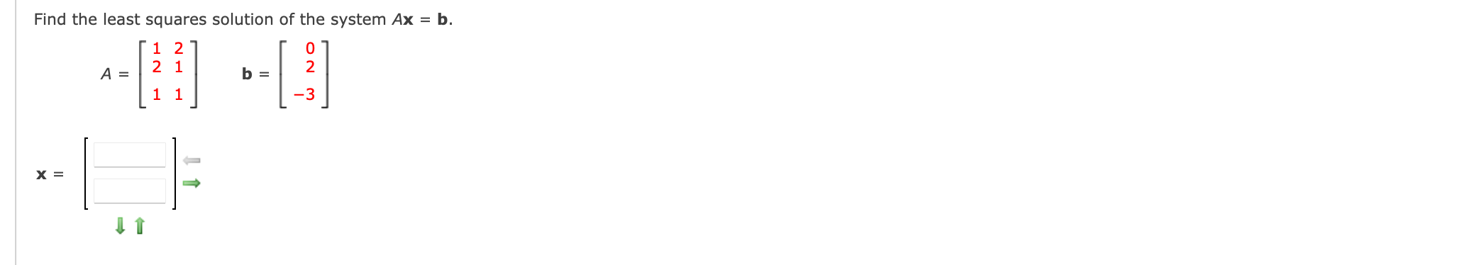 Solved Find the least squares solution of the system Ax=b. | Chegg.com