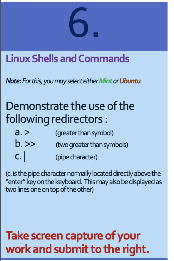 Solved 6. Linux Shells and Commands Note: Forthis, you may | Chegg.com