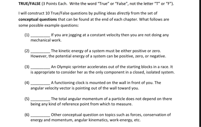 Examples Of True False Tests