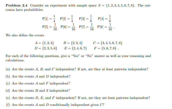 Solved Problem 2 4 Consider An Experiment With Sample Spa Chegg Com