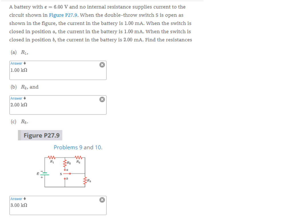 Solved A battery with € = 6.00 V and no internal resistance