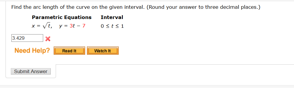 Solved Find The Arc Length Of The Curve On The Given 3771