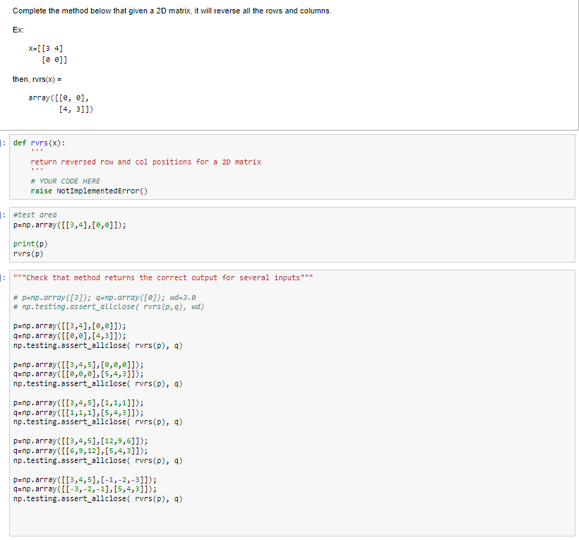 Solved Complete the method below that given a 2D matrix, it | Chegg.com