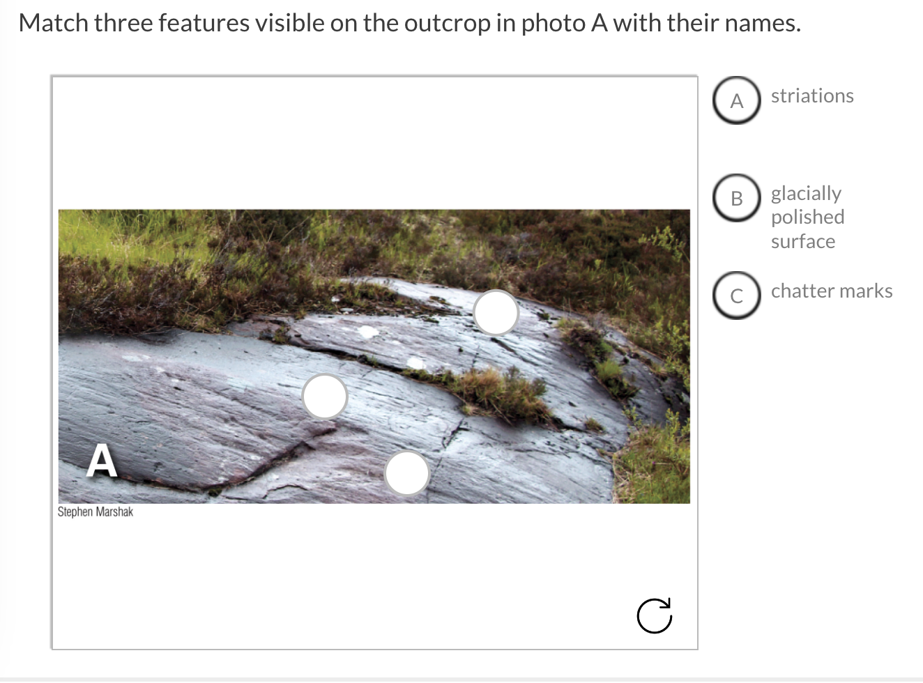 Solved Match three features visible on the outcrop in photo | Chegg.com