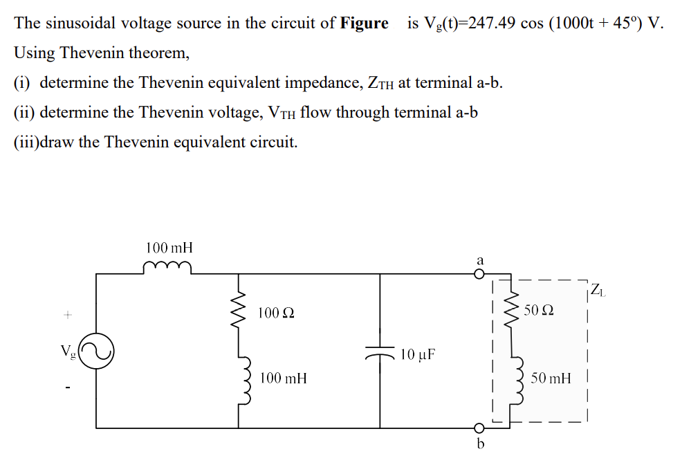 Solved The sinusoidal voltage source in the circuit of