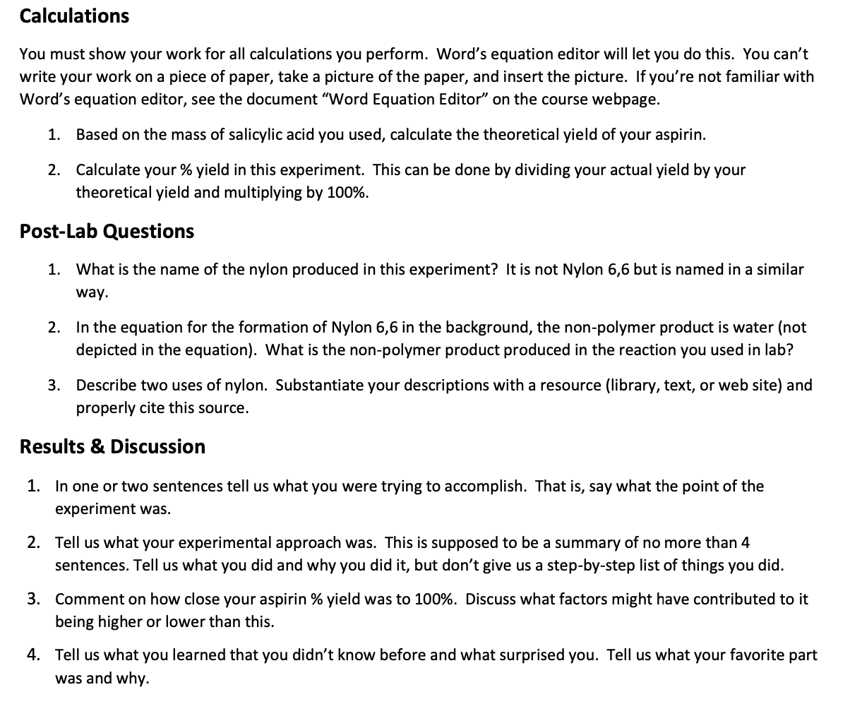 Solved Calculations You must show your work for all | Chegg.com