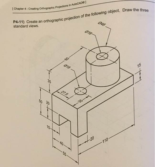 Solved Standard Wate An Orthographic Projection Of The | Chegg.com