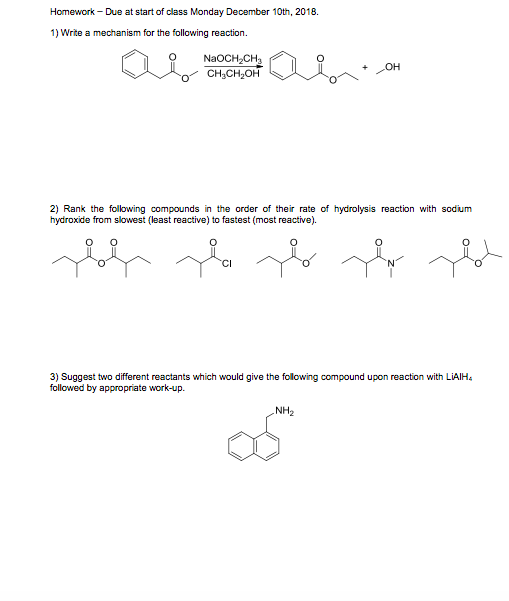 Solved Homework- Due at start of class Monday December 10th, | Chegg.com