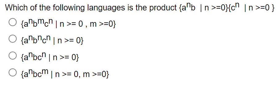 Solved Which of the following languages is the product | Chegg.com