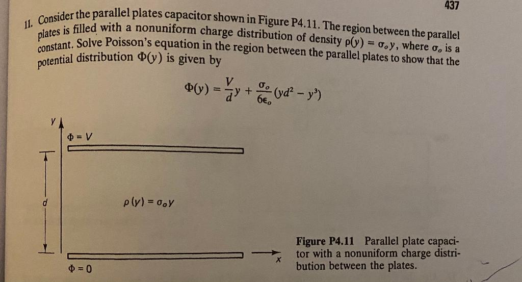 Solved 437 11. Consider the parallel plates capacitor shown | Chegg.com
