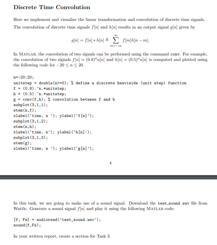 Discrete Time Convolution Here we implement and | Chegg.com