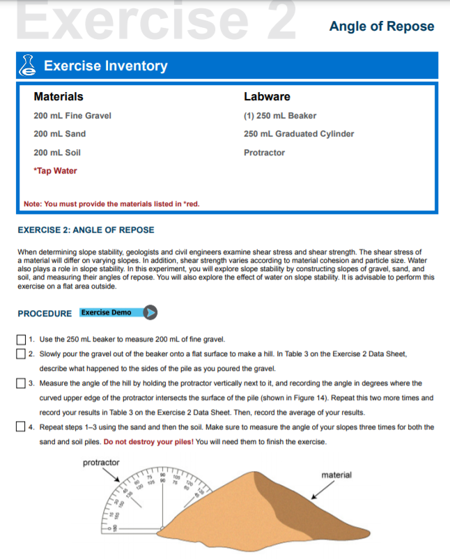 Solved Data She E Exercise 2 Exercise 2 Data Sheet Table 3. | Chegg.com