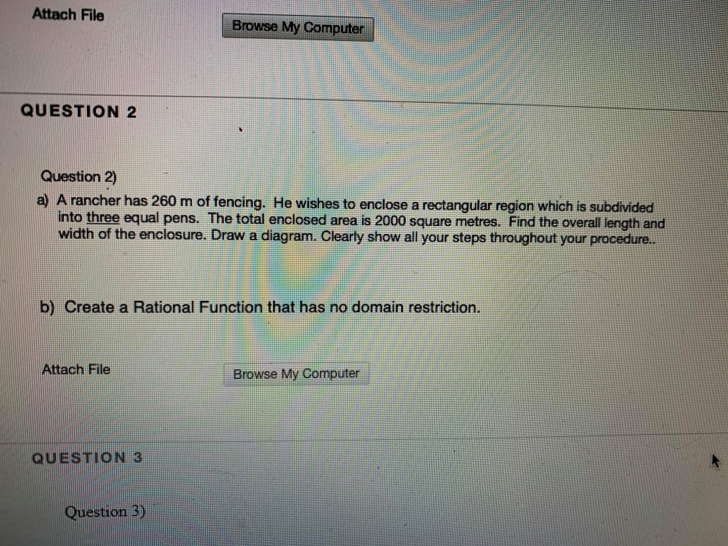 Solved Attach File Browse My Computer QUESTION 2 Question 2) | Chegg.com