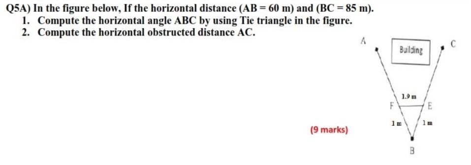Solved Q5A) In the figure below, If the horizontal distance | Chegg.com