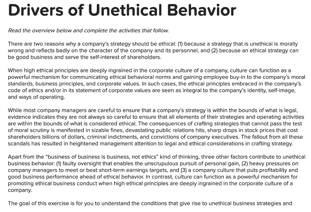 solved-drivers-of-unethical-behavior-read-the-overview-below-chegg