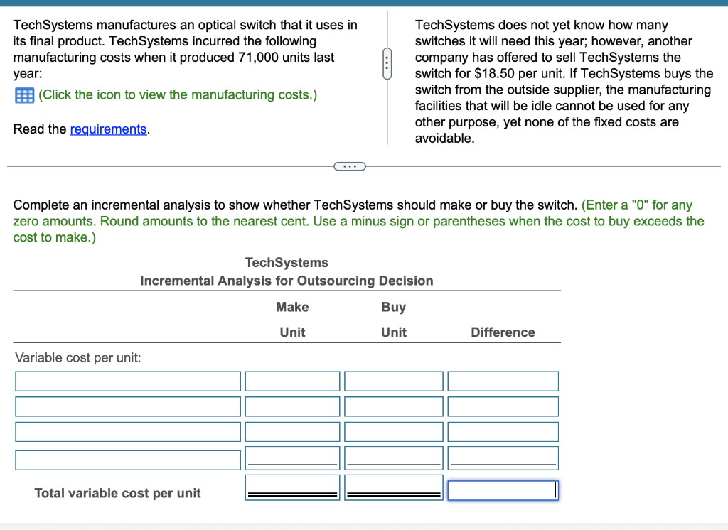 Solved Complete an incremental analysis to show whether | Chegg.com