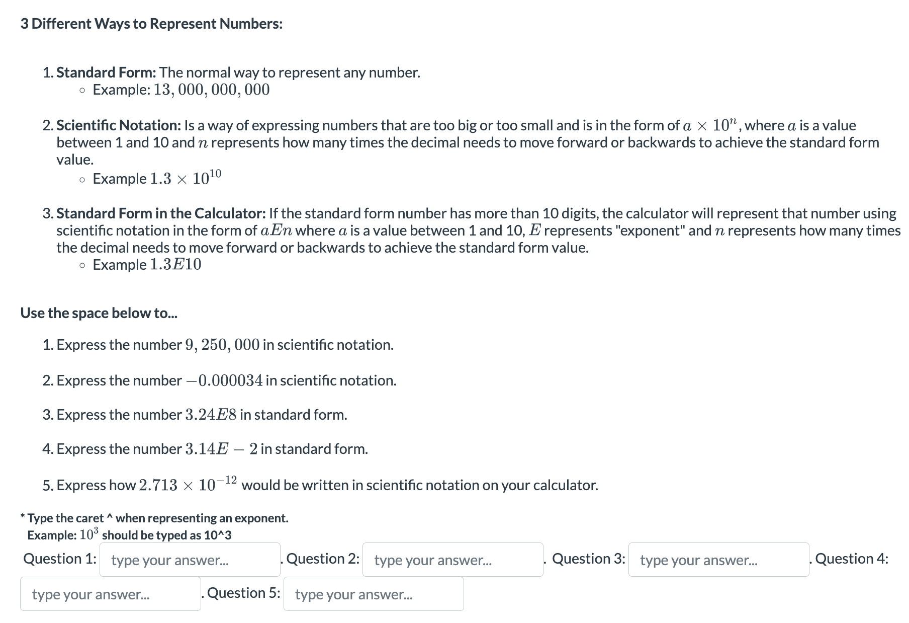 Solved 1. Standard Form: The normal way to represent any