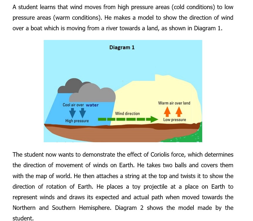 Solved A student learns that wind moves from high pressure | Chegg.com
