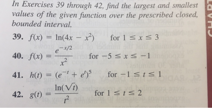 Solved In Exercises 39 through 42, find the largest and | Chegg.com