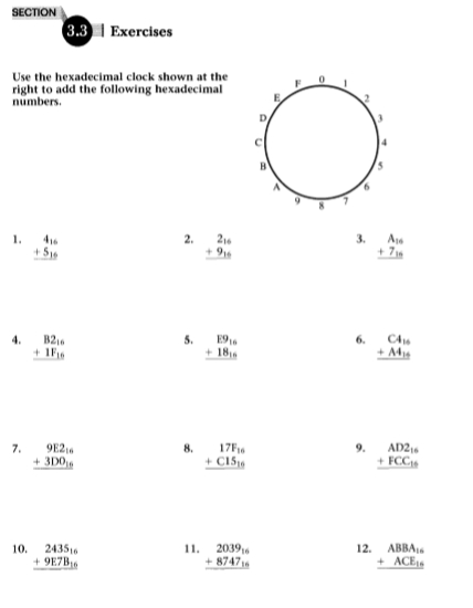 Solved SECTION 3.3 Exercises Use the hexadecimal clock shown | Chegg.com