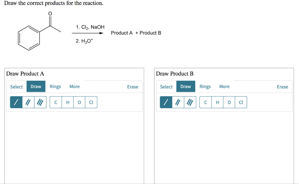 Solved Draw the correct products for the reaction. 1. Cl2,