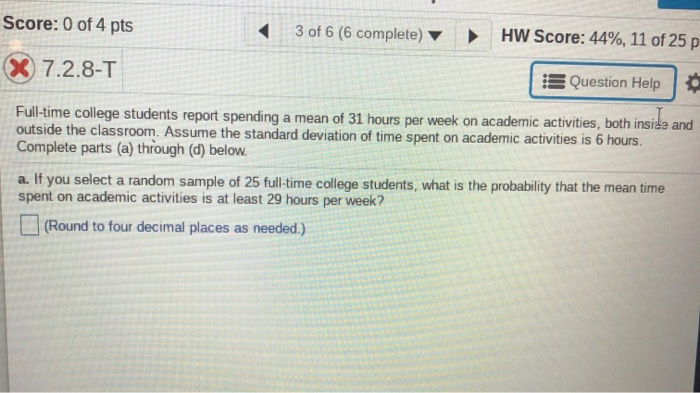 Solved 3 of 6 (6 complete) Score: 0 of 4 pts Hw Score: 44%, | Chegg.com