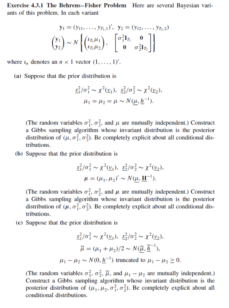 Solved Exercise 4.3.1 The BehrensFisher Problem Here are