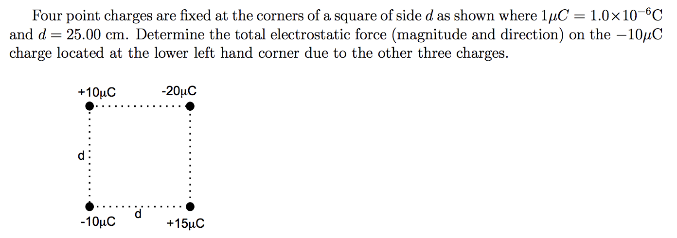 Solved Four Point Charges Are Fixed At The Corners Of A | Chegg.com