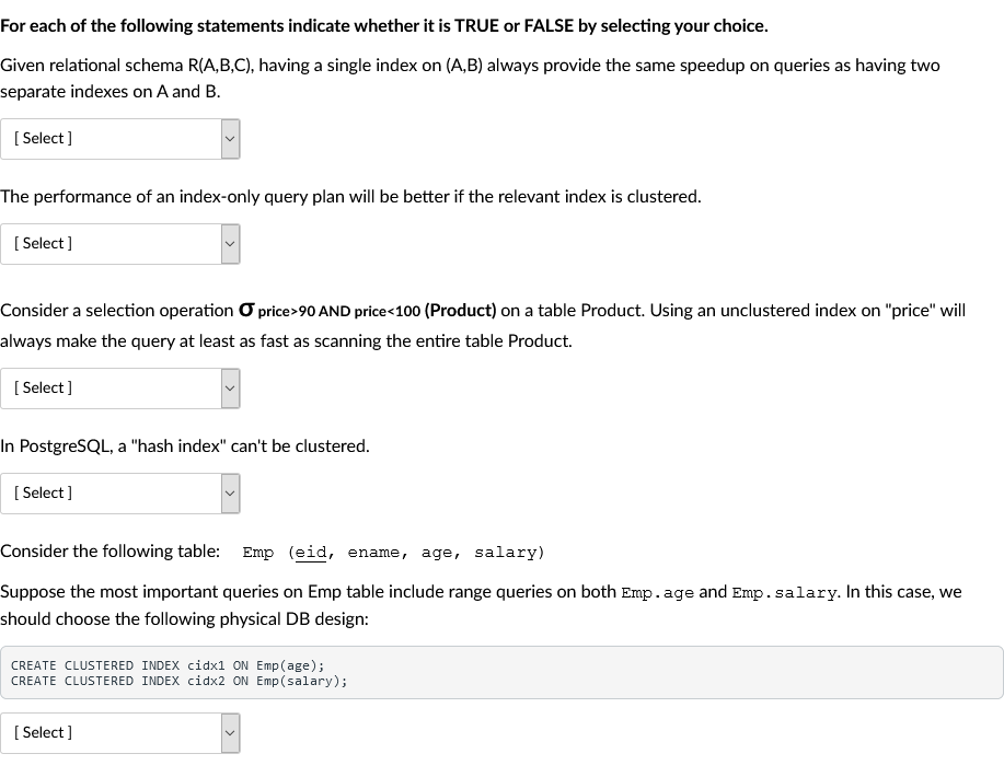 Solved For each of the following statements indicate whether