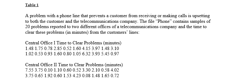 Statics Telephone Line Problem Solved Table 1 A problem with a phone line that prevents a | Chegg.com
