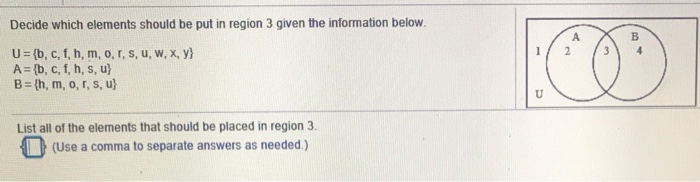 Solved Given Sets A B C And U Find The Elements In A B Chegg