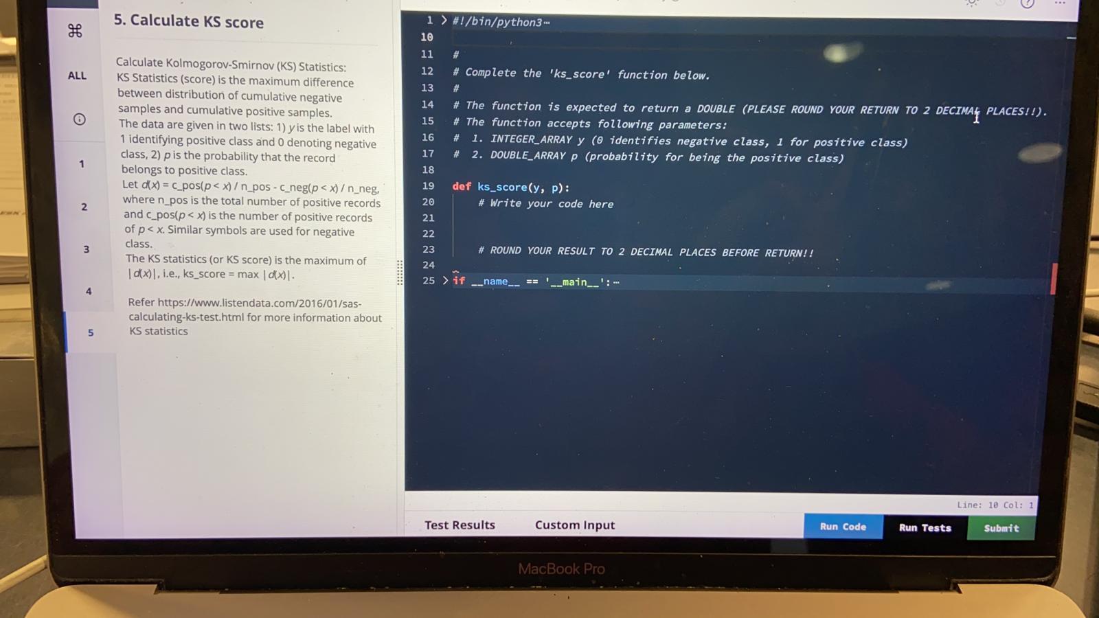 5. Calculate KS score 1 > #!/bin/python3. 10 # ALL 11 | Chegg.com