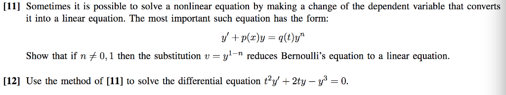 Solved [11] Sometimes it is possible to solve a nonlinear | Chegg.com