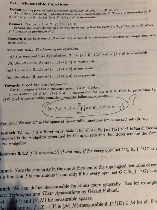 6 4 Measurable Functions Definition Suppose We Have A Chegg Com