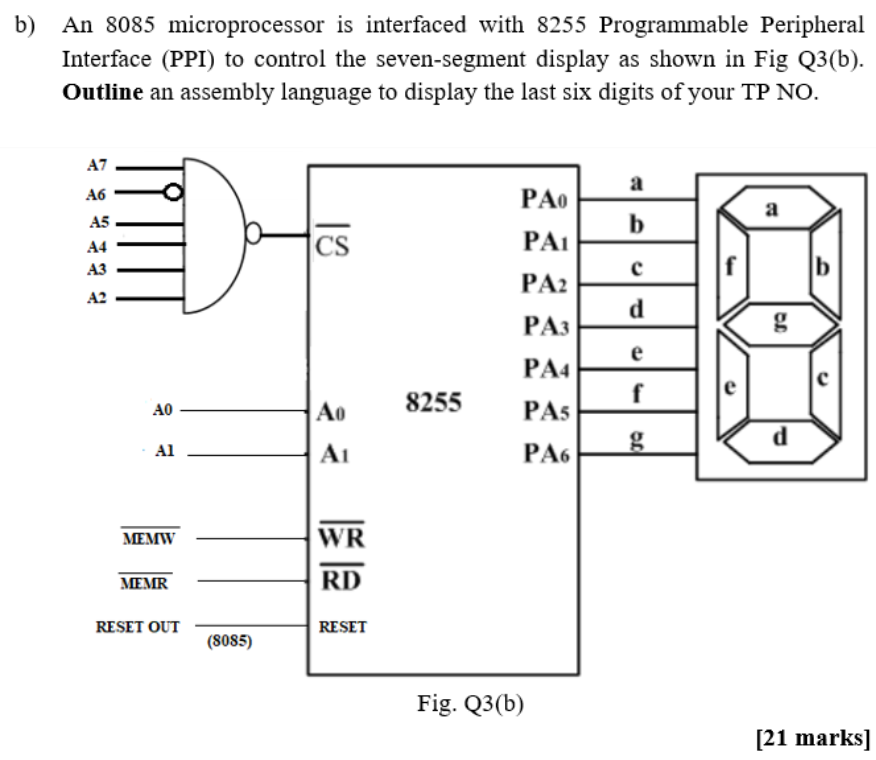 Solved B) An 8085 Microprocessor Is Interfaced With 8255 | Chegg.com