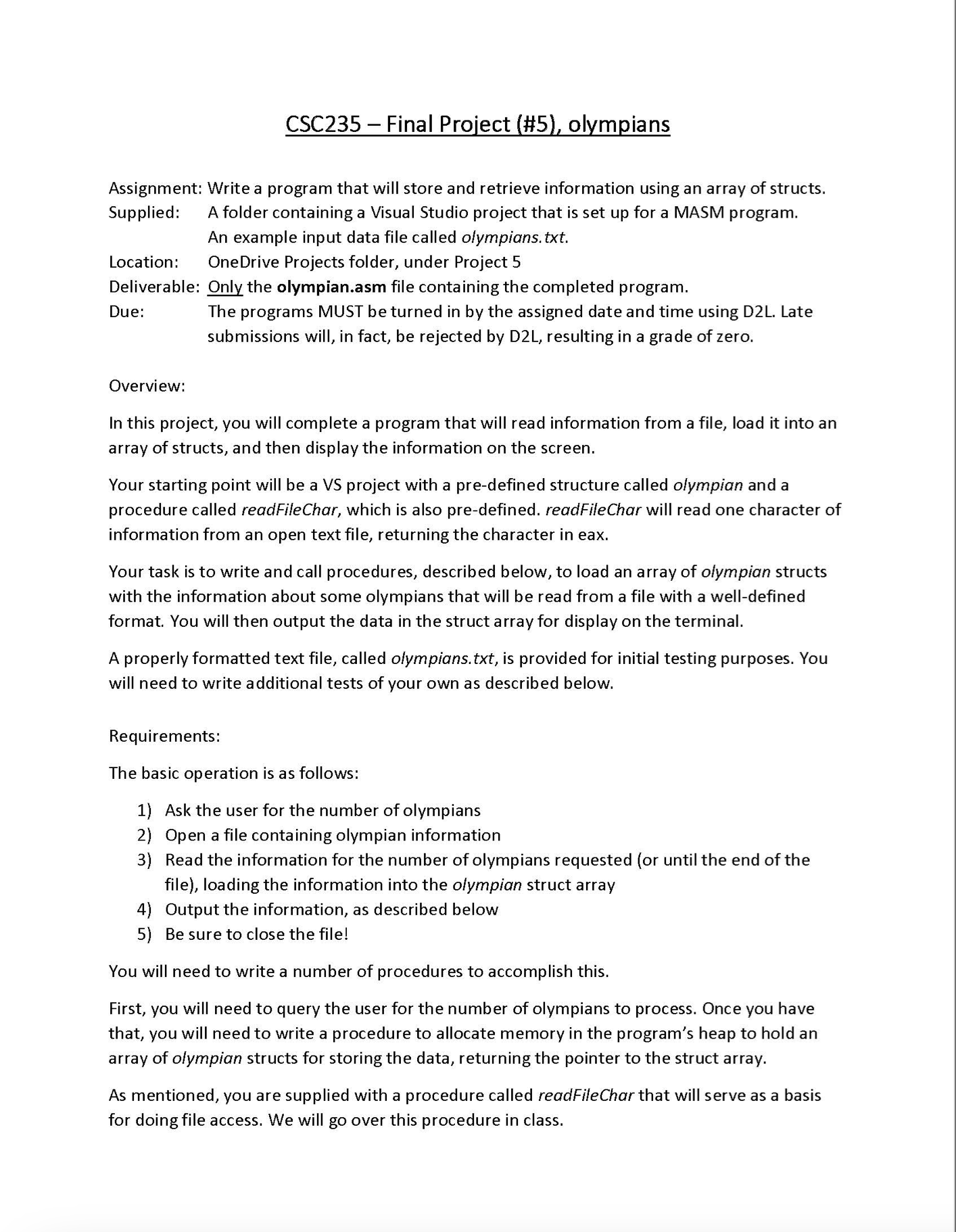Solved There are 5 procedures that need to be written and | Chegg.com