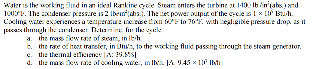 Solved Water is the working fluid in an ideal Rankine cycle. | Chegg.com
