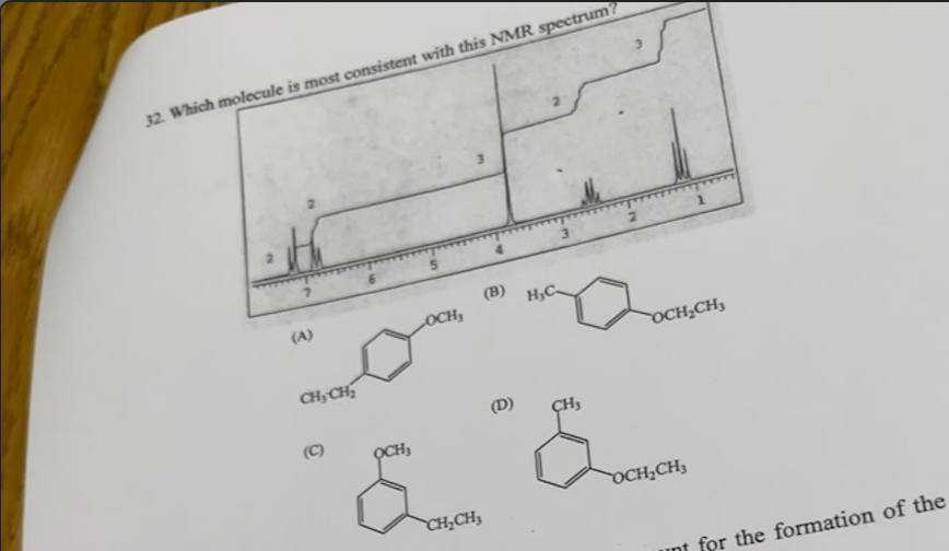 Solved 32. Which molecule is most consistent with this NMR | Chegg.com