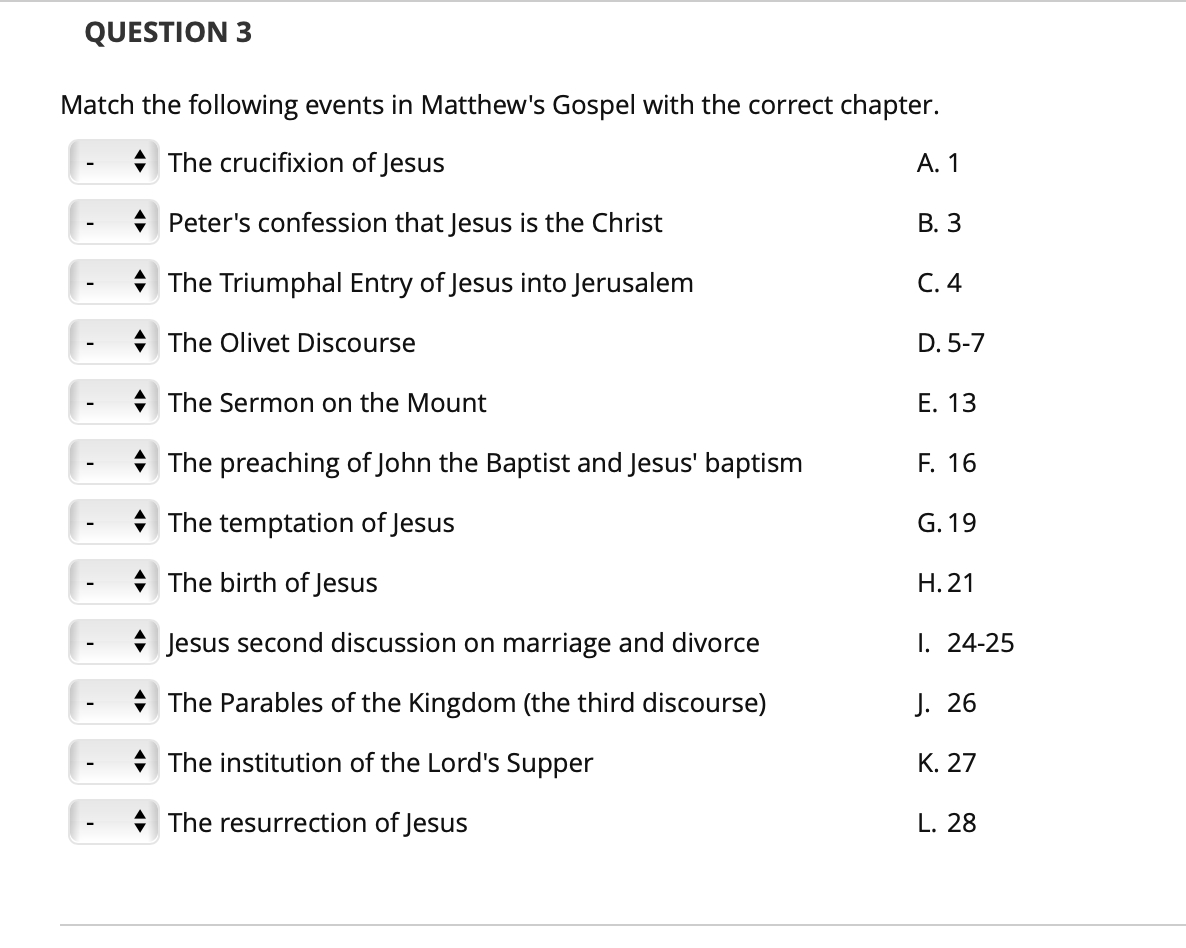 Solved QUESTION 3 ம் ப Match the following events in | Chegg.com