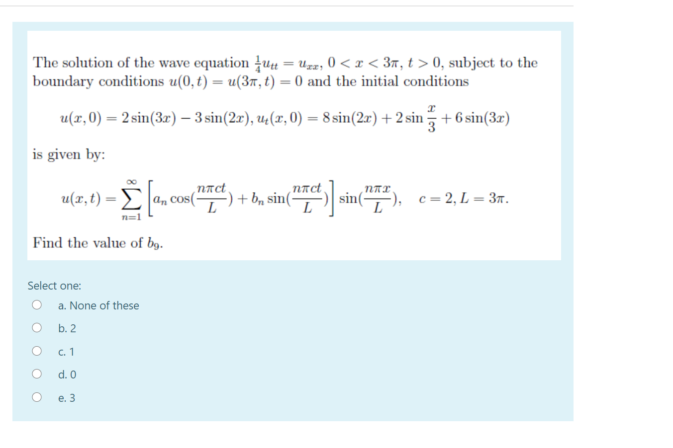 Solved The Solution Of The Wave Equation Utt Uza 0 Chegg Com